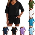 thumbnail image 1 of Byworldtasic 2 Piece Lounge Short Sets for Women Oversized Summer Outfit Casual Beach Vacation Airport Sets with Pockets, 1 of 6
