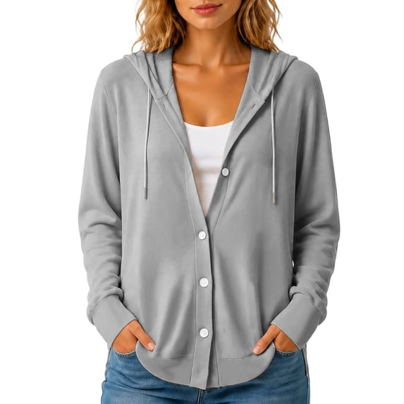 Byworldtasic 2026 Fashion Hoodie for Women Hooded Sweatshirt Button Hoodies With Pockets Comfy Fleece Jackets S-3XL