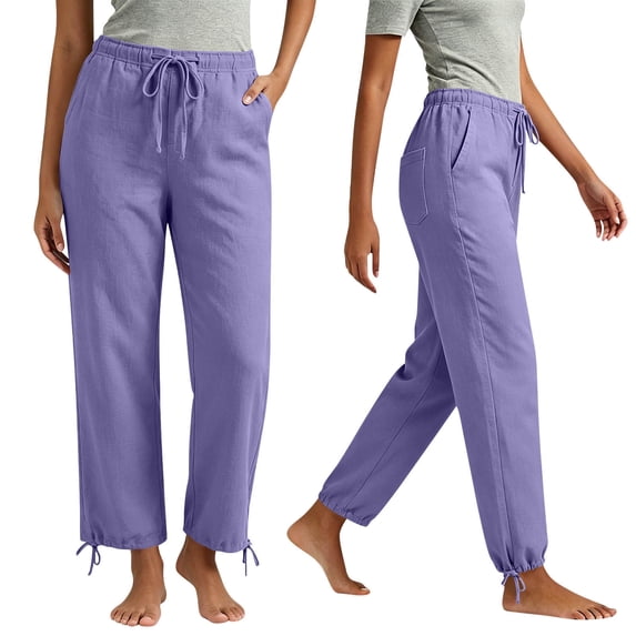 Byworldtasic Casual Pants for Women Elastic Drawstring Waist Trousers with Cinchable Ankles Soft Breathable Pants