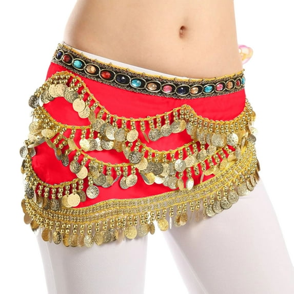 Byworldtasic Coin Skirt for Women Hip Scarf Belly Dancer Dancing Waist Chain Belly Dancing Belt Skirt