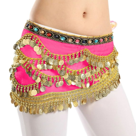 Byworldtasic Coin Skirt for Women Hip Scarf Belly Dancer Dancing Waist Chain Belly Dancing Belt Skirt