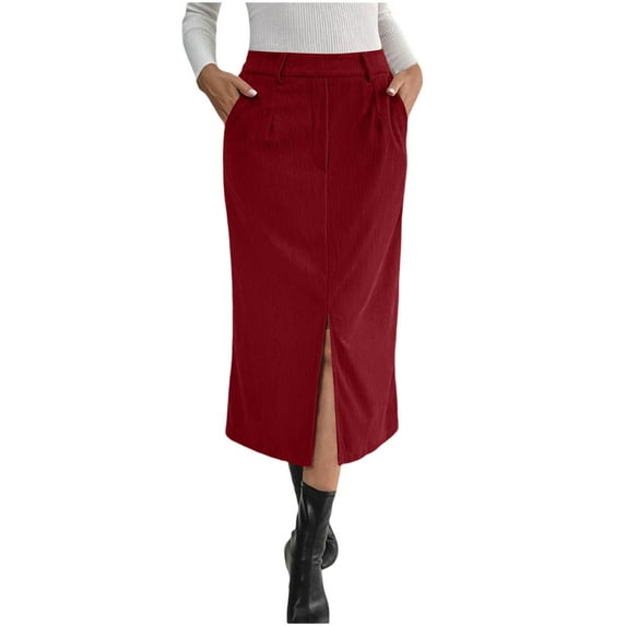 Byworldtasic Corduroy Skirt for Women High Waisted Pencil Midi Skirts Business Casual Work Office Winter Outfit