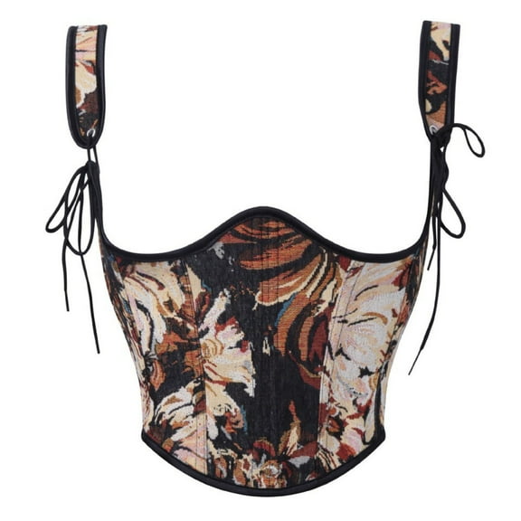 Byworldtasic Corset Tops For Women Women's Adjustable Shoulder Straps Vintage Floral Corset For Layering Ladies' Chest Support Shaping Top