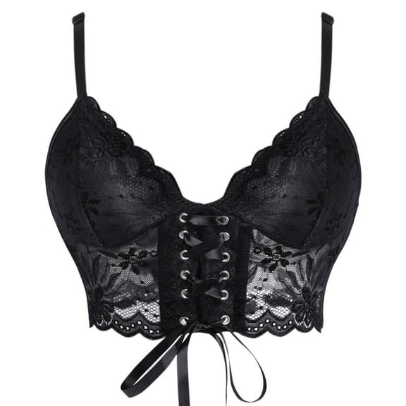 Byworldtasic Corset Tops For Women Women's French Lace Black Goth Crop Top Punk Lace Cami Tank Tops Gothic Shirts
