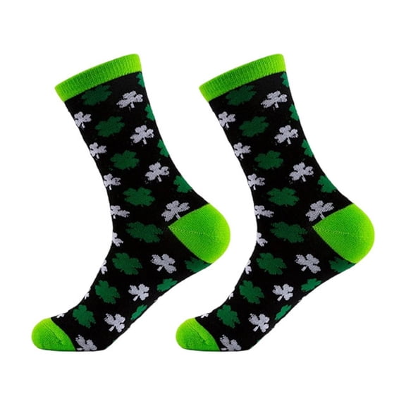 Byworldtasic Green Socks St. Patricks Day Socks Novelty Funny Patterns Cotton Socks Festival Gifts