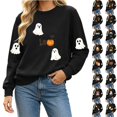 thumbnail image 1 of Byworldtasic Halloween Spooky Season Shirt for Women Cute Ghost Long-Sleeve Pullover Tops Lightweight Sweatshirt, 1 of 8