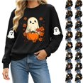 thumbnail image 1 of Byworldtasic Halloween Spooky Season Shirt for Women Cute Ghost Long-Sleeve Pullover Tops Lightweight Sweatshirt, 1 of 8