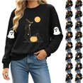 thumbnail image 1 of Byworldtasic Halloween Spooky Season Shirt for Women Cute Ghost Long-Sleeve Pullover Tops Lightweight Sweatshirt, 1 of 8