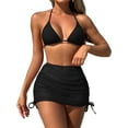 thumbnail image 1 of Byworldtasic High Waisted Y2k Bathing Suit for Women Mesh Skirt String Bikini 3 Piece Swimsuits for Women, 1 of 6