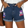 thumbnail image 1 of Byworldtasic Independence Day Jean Shorts for Women High Waist Ripped Cuffed Denim Shorts with Pockets, 1 of 6