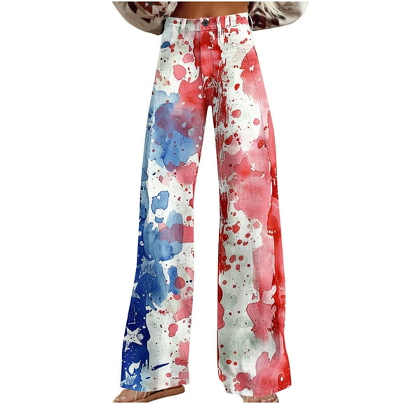 Byworldtasic Independence Day Jeans for Women Womens Straight Leg Denim Pant Button Down High Waist Pants with Pocket