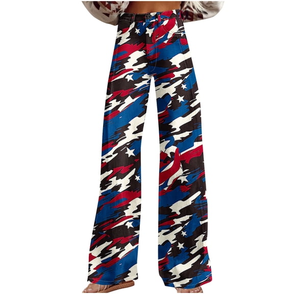 Byworldtasic Independence Day Jeans for Women Womens Straight Leg Denim Pant Button Down High Waist Pants with Pocket