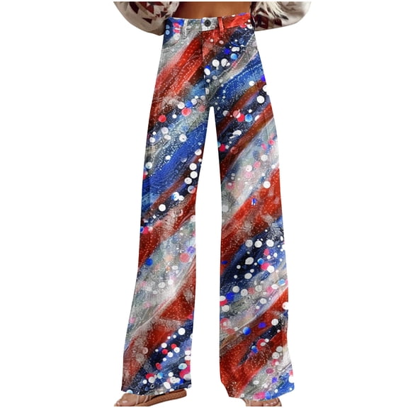 Byworldtasic Independence Day Jeans for Women Womens Straight Leg Denim Pant Button Down High Waist Pants with Pocket