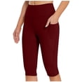 thumbnail image 1 of Byworldtasic Legging Pants for Women Women's Capri Yoga Pants with Pockets Essential High Waisted Legging for Workout, 1 of 8