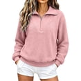 thumbnail image 1 of Byworldtasic Long Sleeve Sweatshirt for Women Half Zip Fuzzy Oversized Pullover Tops Loose Warm Sweatshirts, 1 of 8