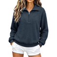 thumbnail image 1 of Byworldtasic Long Sleeve Sweatshirt for Women Half Zip Fuzzy Oversized Pullover Tops Loose Warm Sweatshirts, 1 of 8