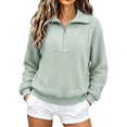 thumbnail image 1 of Byworldtasic Long Sleeve Sweatshirt for Women Half Zip Fuzzy Oversized Pullover Tops Loose Warm Sweatshirts, 1 of 8