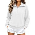 thumbnail image 1 of Byworldtasic Long Sleeve Sweatshirt for Women Half Zip Fuzzy Oversized Pullover Tops Loose Warm Sweatshirts, 1 of 8