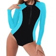 thumbnail image 1 of Byworldtasic Long Sleeve Swimsuits for Women Rash Guard 2025 Surfing Modest One Piece Full Coverage High Neck Bathing Suit, 1 of 8