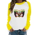 thumbnail image 1 of Byworldtasic Mardi Gras Long-Sleeve T-Shirt for Women Plus Size Raglan Sleeve Carnival Graphic Top, 1 of 6