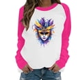 thumbnail image 1 of Byworldtasic Mardi Gras Long-Sleeve T-Shirt for Women Plus Size Raglan Sleeve Carnival Graphic Top, 1 of 6
