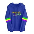 thumbnail image 1 of Byworldtasic Mardi Gras Outfit for Women Embroidery Hooded Sweatshirt Party Carnival Long Sleeve Tees Tops, 1 of 4