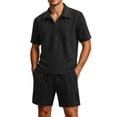thumbnail image 1 of Byworldtasic Men's 2-Piece Activewear Set Zip-Up Polo and Drawstring Pants with Slant Pockets Set, 1 of 6