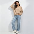 thumbnail image 1 of Byworldtasic Women's Flower Sweater Crew Neck Long Sleeve Drop Shoulder Pullover Tops Fall Winter Casual Loose Fit Tops, 1 of 7