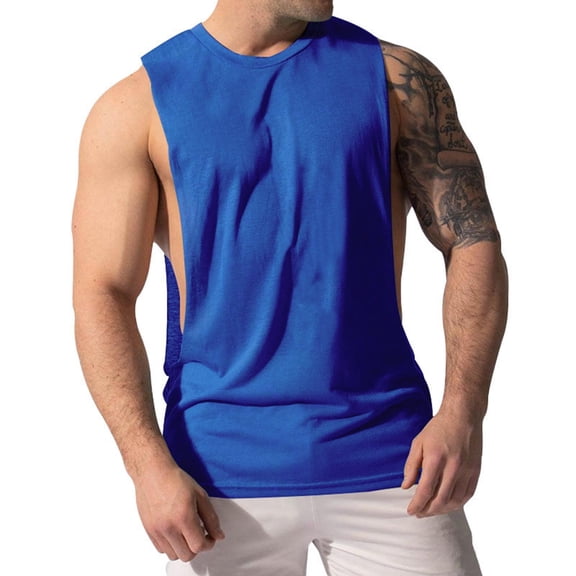 Byworldtasic Men's Sleeveless Tank Men's Muscle Cut Off Tank Tops Bodybuilding Fitness Sleeveless Gym Shirts Workout Stringer Tee Shirt
