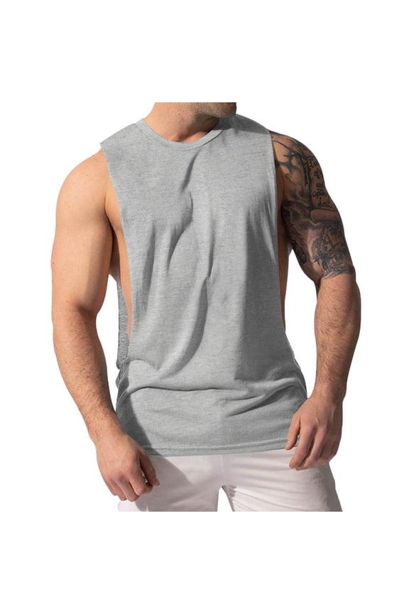 Men's Sleeveless Tank Men's Muscle Cut Off Tank Tops Bodybuilding Fitness Sleeveless Gym Shirts Workout Stringer Tee Shirt