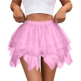 thumbnail image 1 of Byworldtasic Mini Skirts for Women Mesh Flowy Y2k Skirt Drawstring Ruched Bow Layer Asymmetrical Short Skort, 1 of 4
