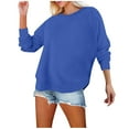 thumbnail image 1 of Byworldtasic Basic Sweatshirt for Women Crewneck Long Sleeve Side Split Tops Casual Solid Color Loose Pullover Shirts, 1 of 7
