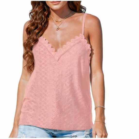 Byworldtasic Camisole for Women V Neck Spaghetti Strap Tank Tops Sleeveless Loose Fit Blouses