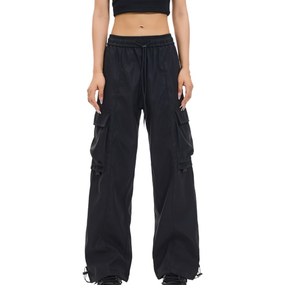 Byworldtasic No Boundaries Cargo Pants for Women Casual Baggy Pants Street Y2K Pants Drawstring Elastic Waist Track Pants Trousers
