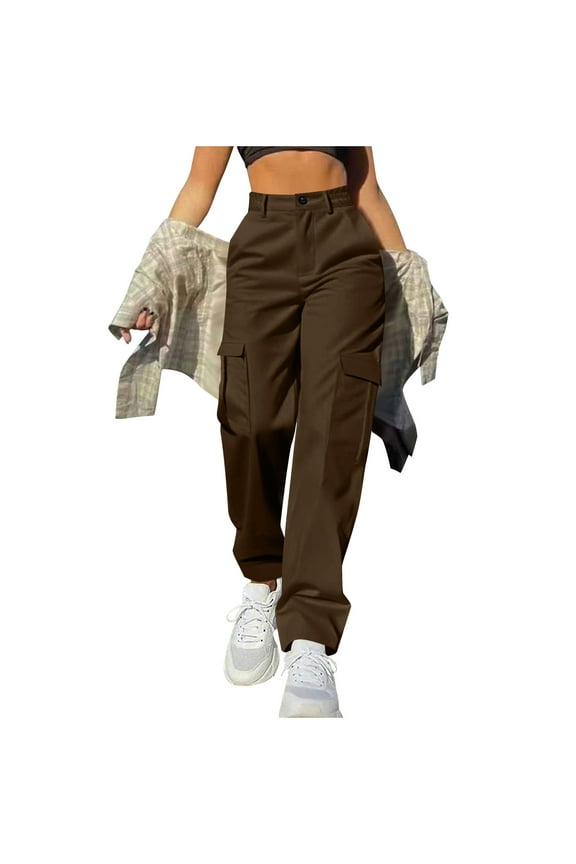 No Boundarie Cargo Pants for Women High Waist Lightweight Stretchy Streetwear Baggy Wide Leg Pants with Pockets
