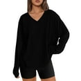 thumbnail image 1 of Byworldtasic Casual Fall Tops for Women V Neck Long Sleeve Shirts Trendy Loose Tunic Pullover Work Blouses, 1 of 6