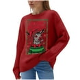 thumbnail image 1 of Byworldtasic Christmas Prints Sweater for Womens Oversized Crew Neck Top Long Sleeve Knit Pullover Sweater, 1 of 6