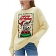 thumbnail image 1 of Byworldtasic Christmas Prints Sweater for Womens Oversized Crew Neck Top Long Sleeve Knit Pullover Sweater, 1 of 6