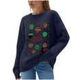 thumbnail image 1 of Byworldtasic Christmas Sweatshirts for Women Casual Long Sleeve Round-Neck Top Knit Pullover Sweater, 1 of 6
