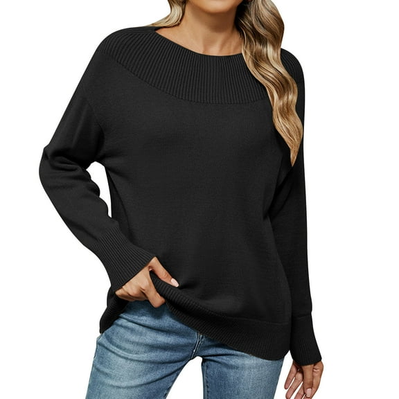 Byworldtasic No Boundaries Fall Chunky Knit Sweater for Women Oversized Crewneck Long Sleeve Winter Pullover Sweaters Jumper Tops