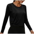 thumbnail image 1 of Byworldtasic Long Sleeve Athletic Workout Shirts for Women Sports Yoga Gym Crop Tops, 1 of 7