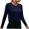 thumbnail image 1 of Byworldtasic Long Sleeve Athletic Workout Shirts for Women Sports Yoga Gym Crop Tops, 1 of 7