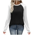 thumbnail image 1 of Byworldtasic Long Sleeve Shirts for Women Color Block Raglan Tops Fall Clothes Casual Crewneck Basic Tees, 1 of 7