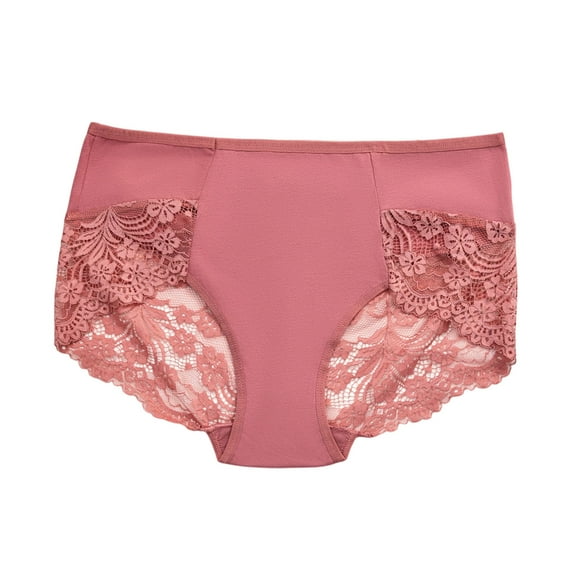 Byworldtasic No Boundaries Plus Size Lace Underwear for Women Silk Lace Mid Rise Breathable Sexy Bikini Panties