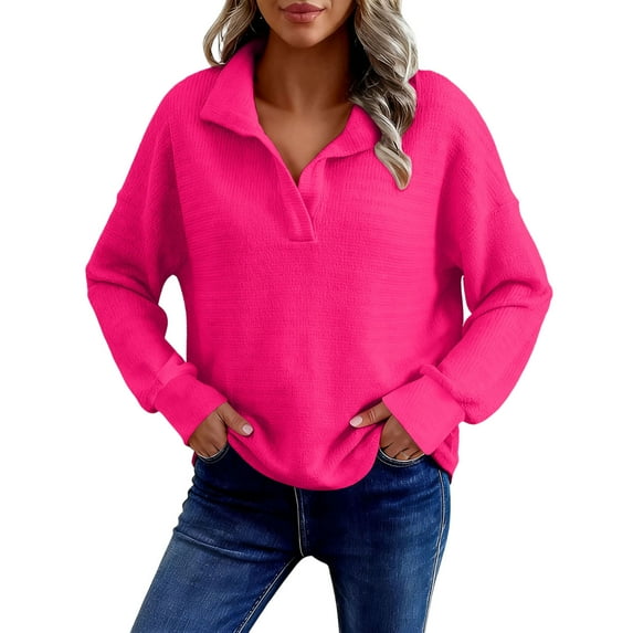 Byworldtasic Long Sleeve Oversized Fashion Waffle Pullover Fall Sweatshirt Tops