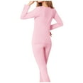 thumbnail image 1 of Byworldtasic Warm Underwear Set for Women Winter Plus Size Slim Fit Pajamas Set Fleece Long Top and Pant Bottom Underwear Set, 1 of 5