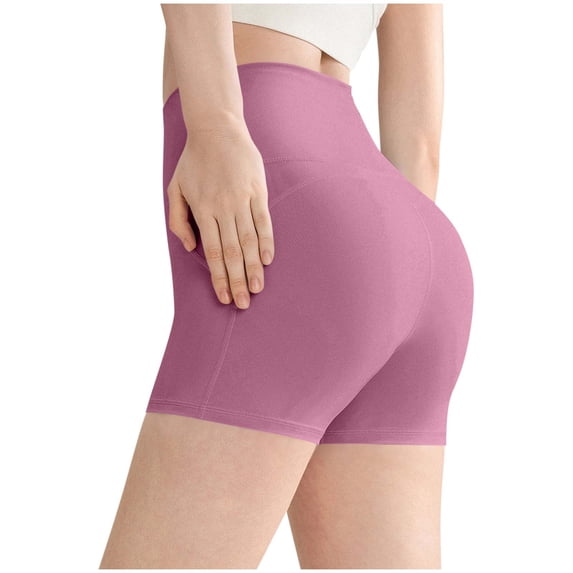 Byworldtasic Women's Biker Shorts Workout Gym Shorts Craze High Waist Tummy Control Running Yoga Shorts