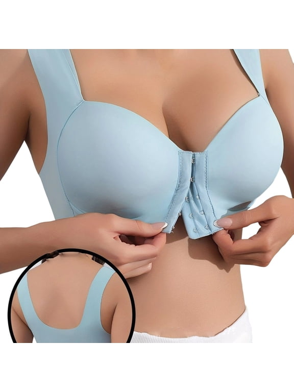 No Boundarie Women's Front Clasp Closure Bras Anti-Sagging Push Up Bralettes Seniors Comfort Wireless Full Coverage Bra