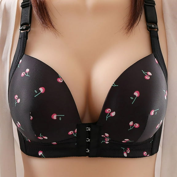 Byworldtasic No Boundaries Women's Front Clasp Closure Bras Plus Size Push Up Bralettes Seniors Comfort Wireless Full Coverage Bra