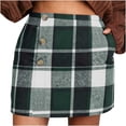 thumbnail image 1 of Byworldtasic No Boundarie Women's High Waist Button Plaid Skirt Causal Bodycon Pencil Wool A Line Mini Skirts, 1 of 9